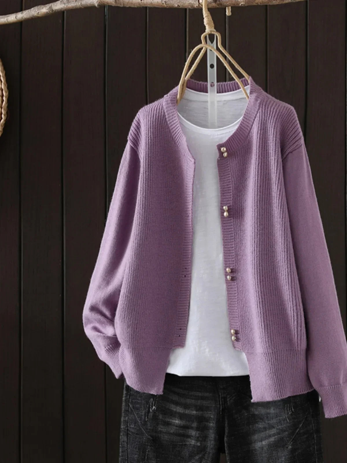 Elara™ - Perlenknopf Cardigan