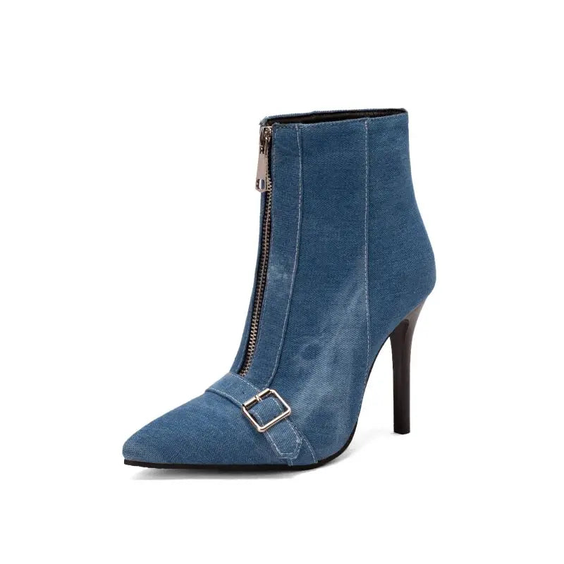 Denim Schnalle Stiefelette
