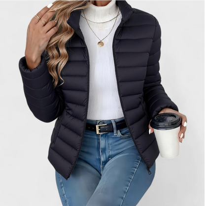 Simone - Elegante Lange Jacke Mit Kragen