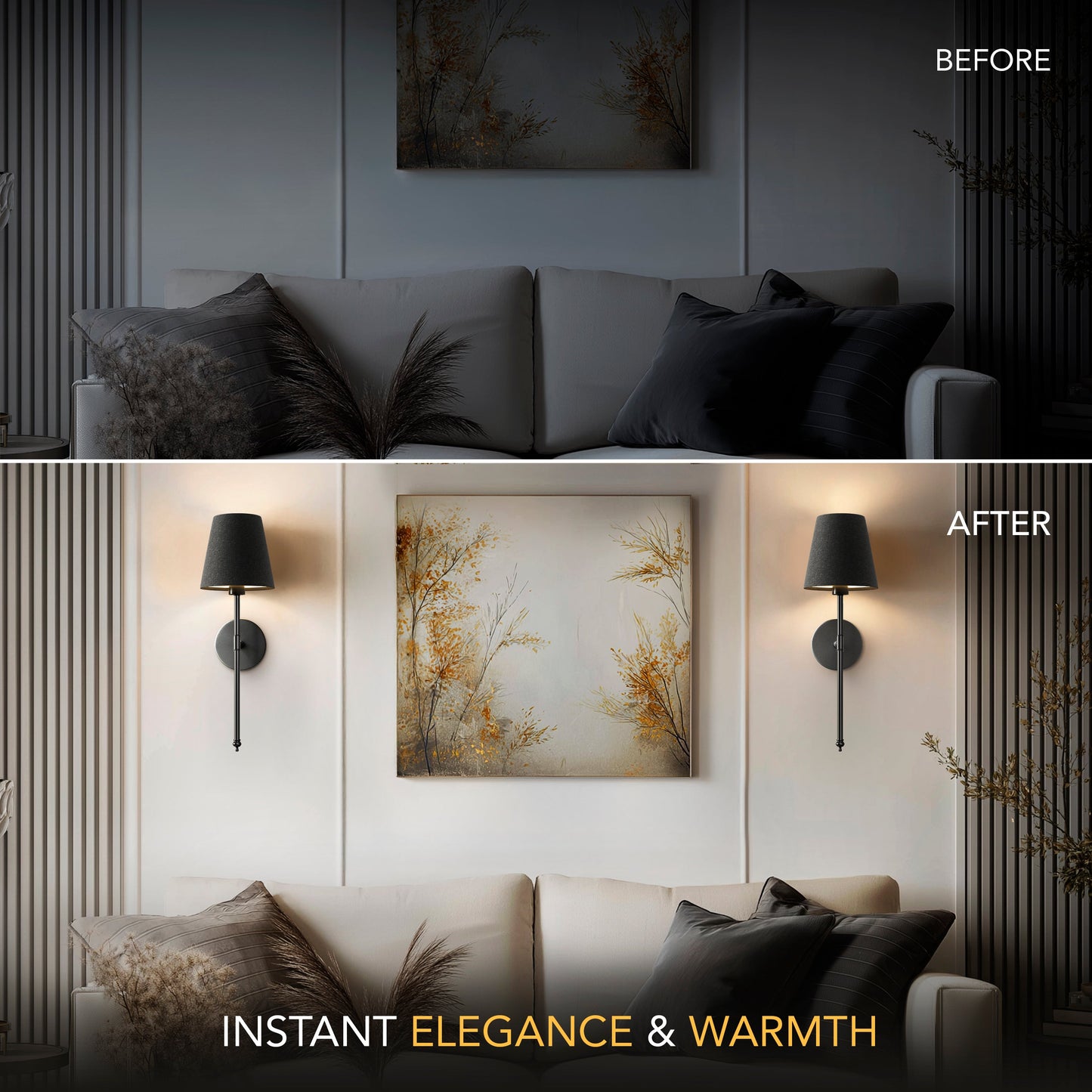 DRAHTLOSE DUNKLE WANDLEUCHTEN (SET AUS 2)