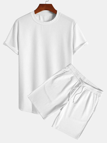 Muscle Fit Ripped Hem T-Shirt and Shorts Set