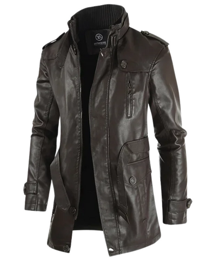 Elegante lange Bikerjacke aus Leder