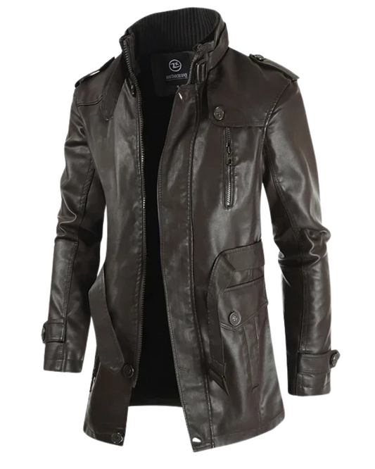 Elegante lange Bikerjacke aus Leder