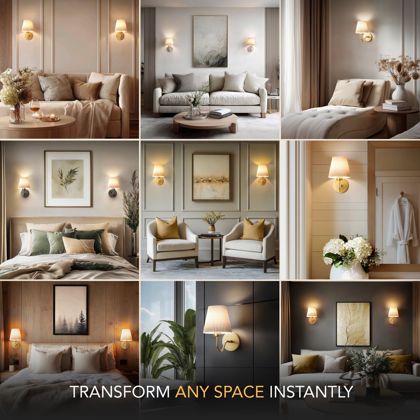 GEBOGENES DRAHTLOSES WANDLICHTER  (SET AUS 2)