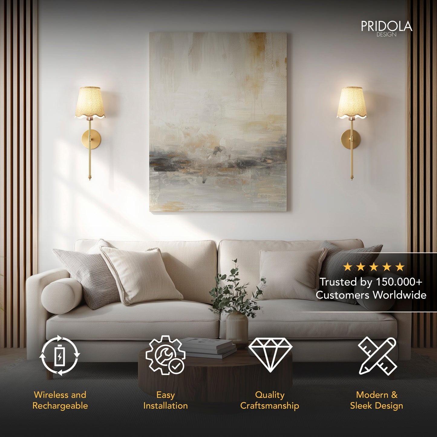 DRAHTLOSE BOHO WANDLEUCHTEN (SET AUS 2)