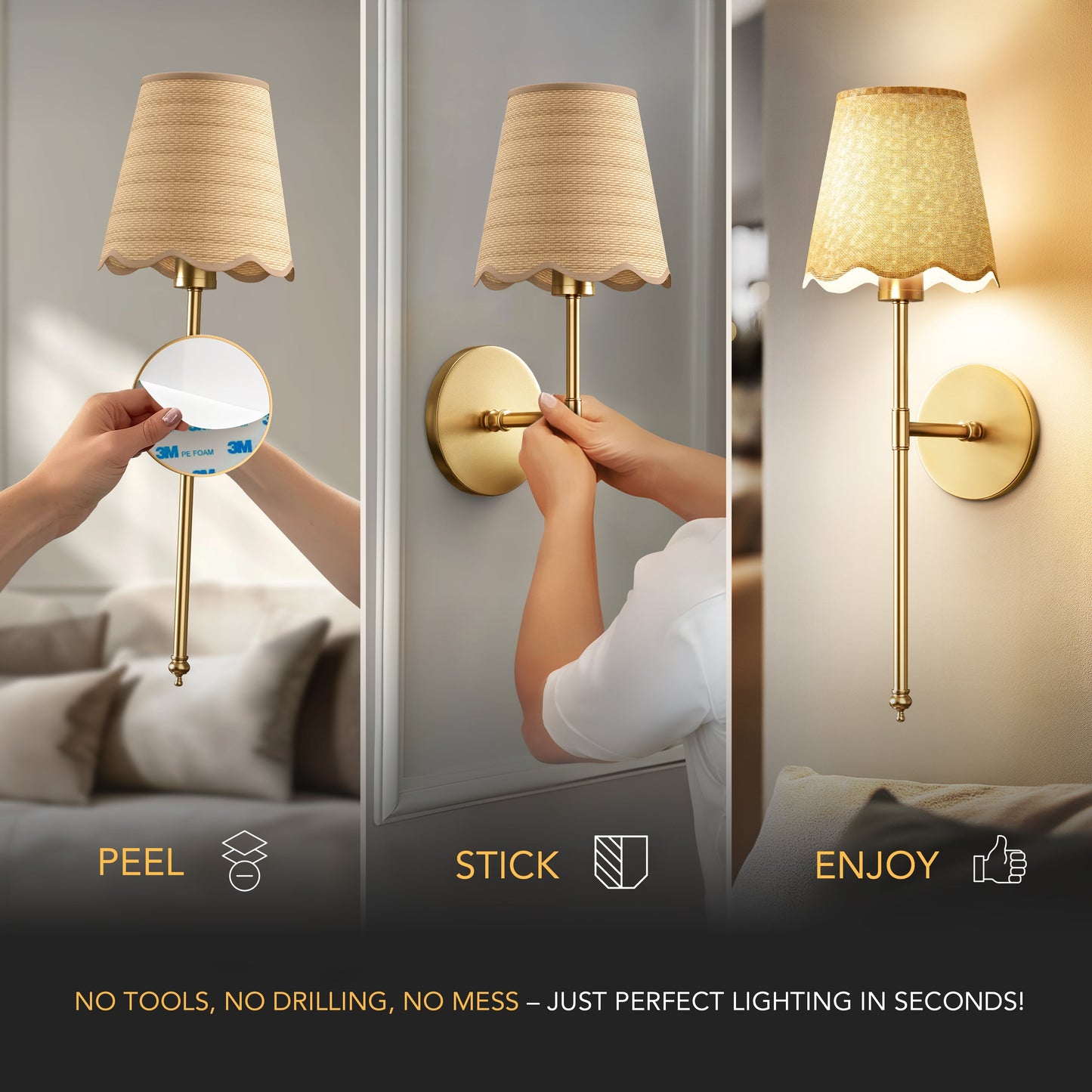 DRAHTLOSE BOHO WANDLEUCHTEN (SET AUS 2)