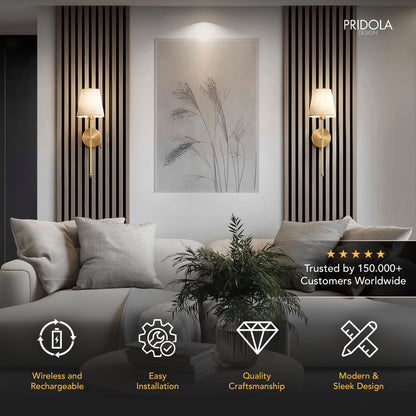 DRAHTLOSE HELLE WANDLEUCHTEN (SET AUS 2)