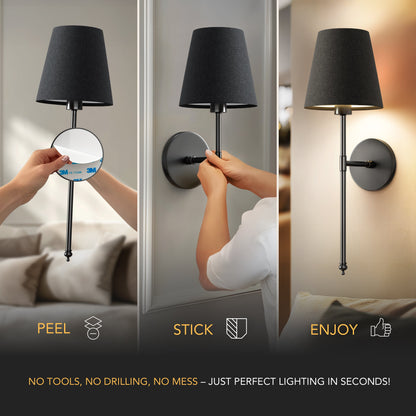 DRAHTLOSE DUNKLE WANDLEUCHTEN (SET AUS 2)