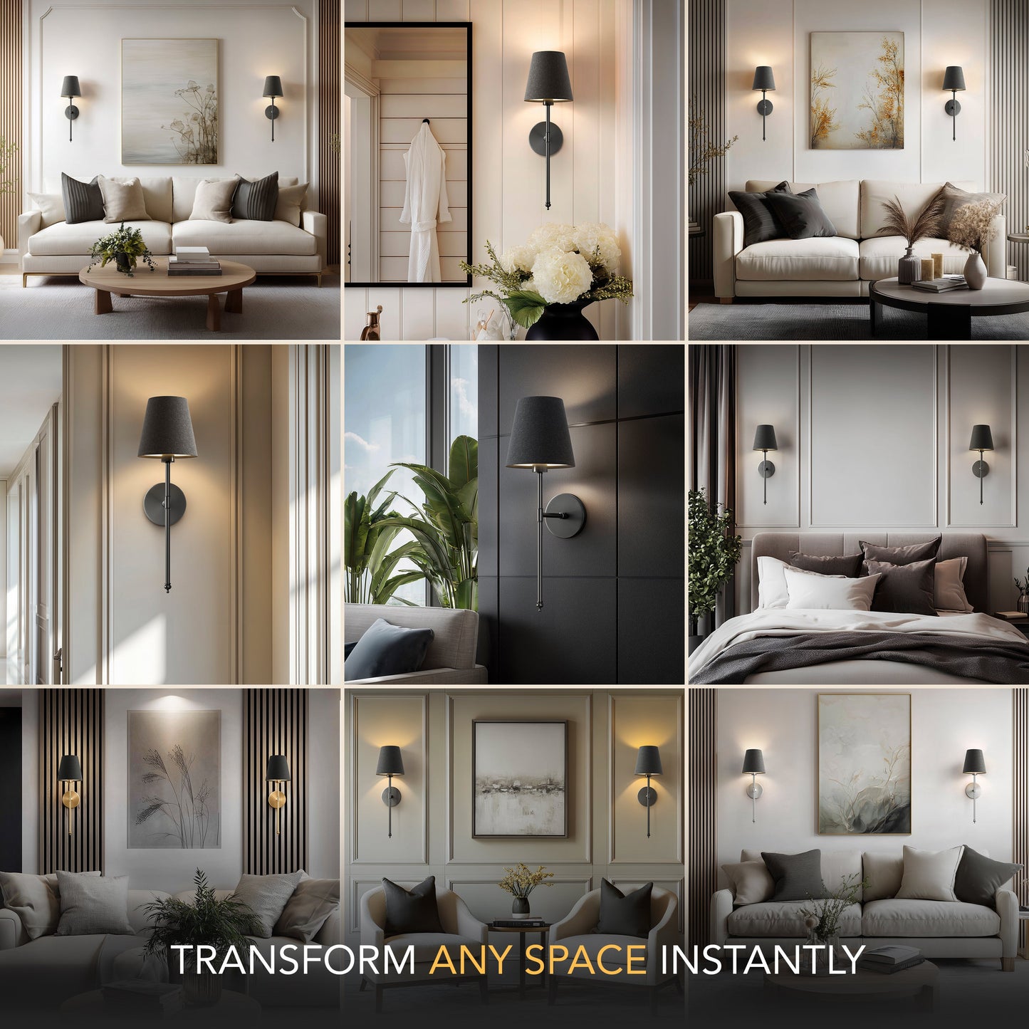 DRAHTLOSE DUNKLE WANDLEUCHTEN (SET AUS 2)