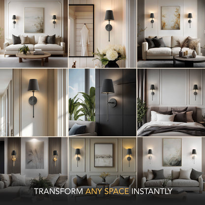 DRAHTLOSE DUNKLE WANDLEUCHTEN (SET AUS 2)