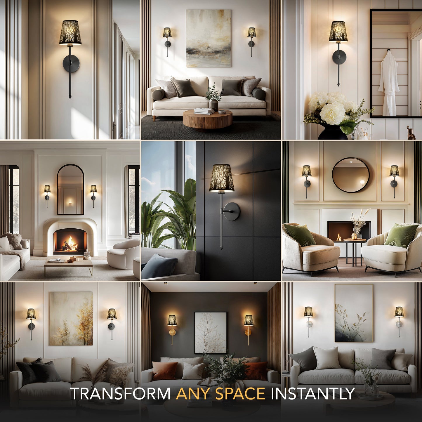 DRAHTLOSE METALLWANDLEUCHTEN (SET AUS 2)