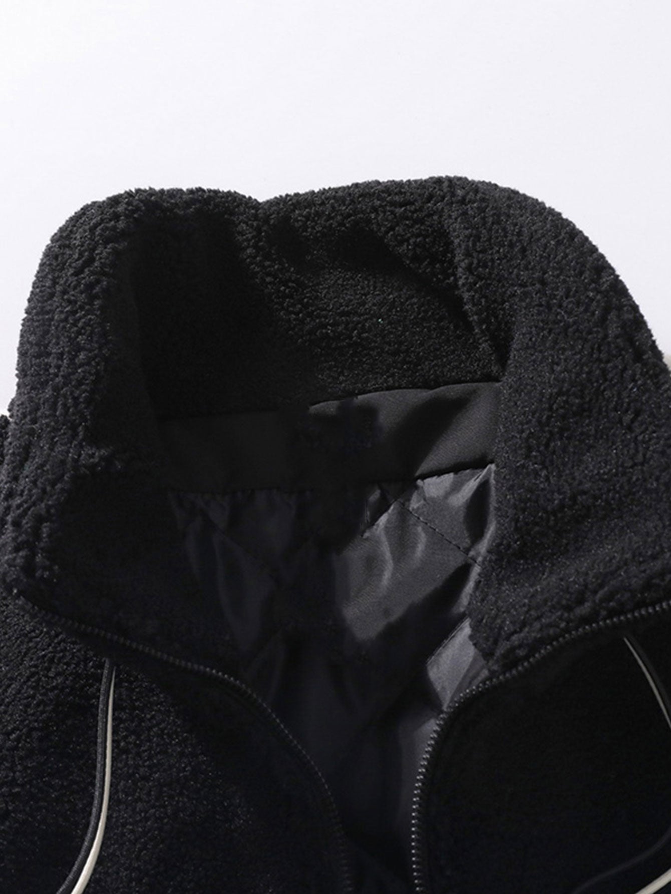 Teddy-Fleece-Karo-Stehkragenjacke