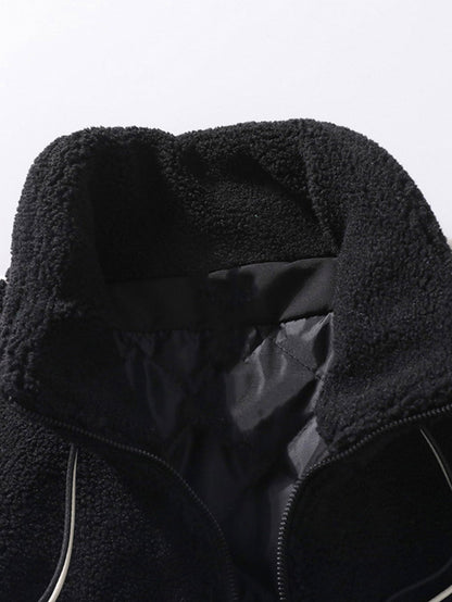 Teddy-Fleece-Karo-Stehkragenjacke