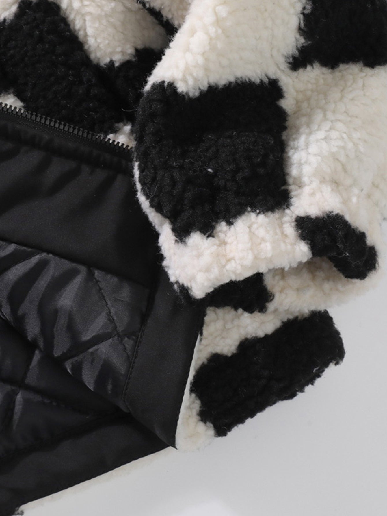 Teddy-Fleece-Karo-Stehkragenjacke