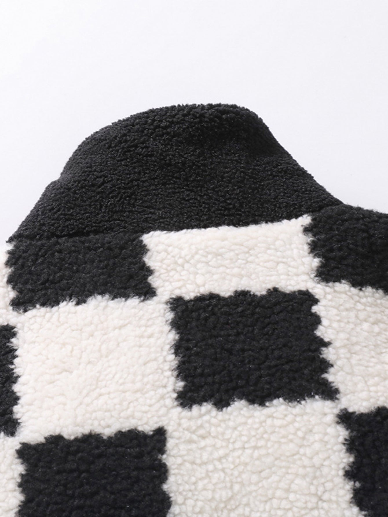 Teddy-Fleece-Karo-Stehkragenjacke
