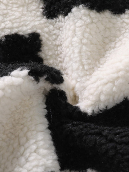 Teddy-Fleece-Karo-Stehkragenjacke