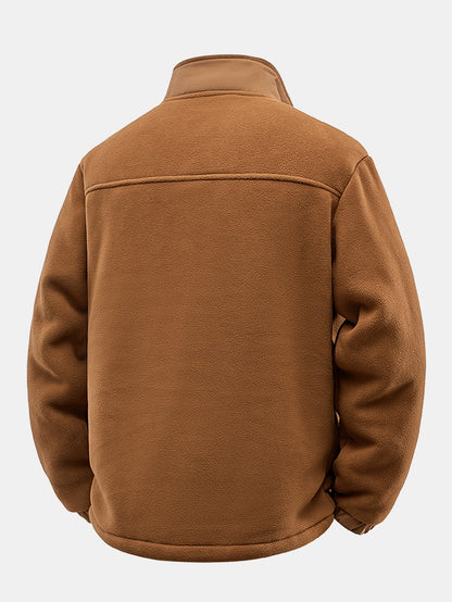 Teddygefütterte Polar-Fleece-Reißverschluss-Jacke mit Stehkragen