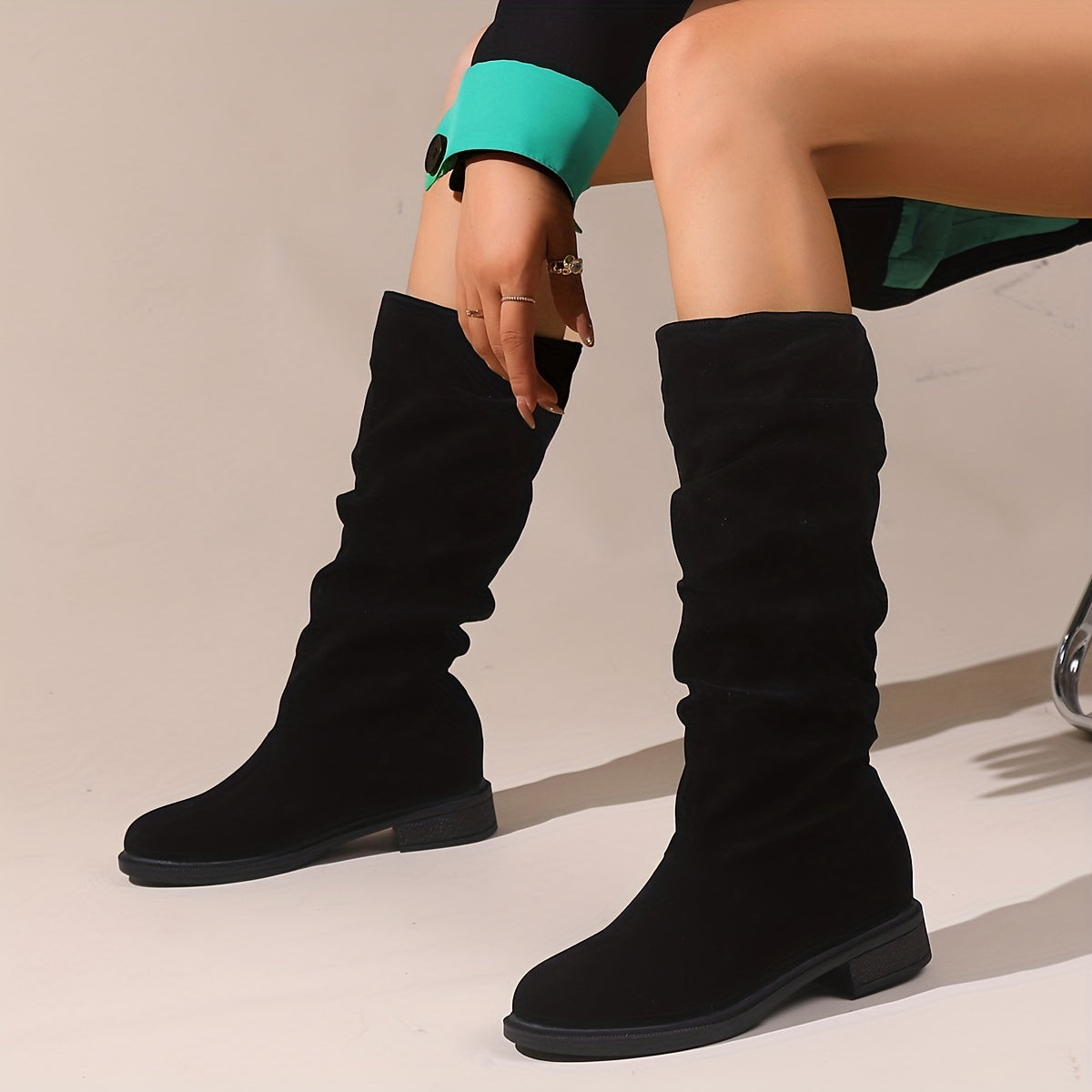 Damen Slouchy Stiefel bis zur Wade