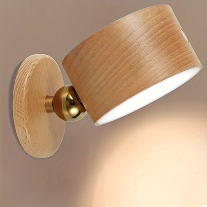Kabellose LED Holz Wandleuchte – Touchsteuerung & Dimmbar für Schlafzimmer & Wohnzimmer