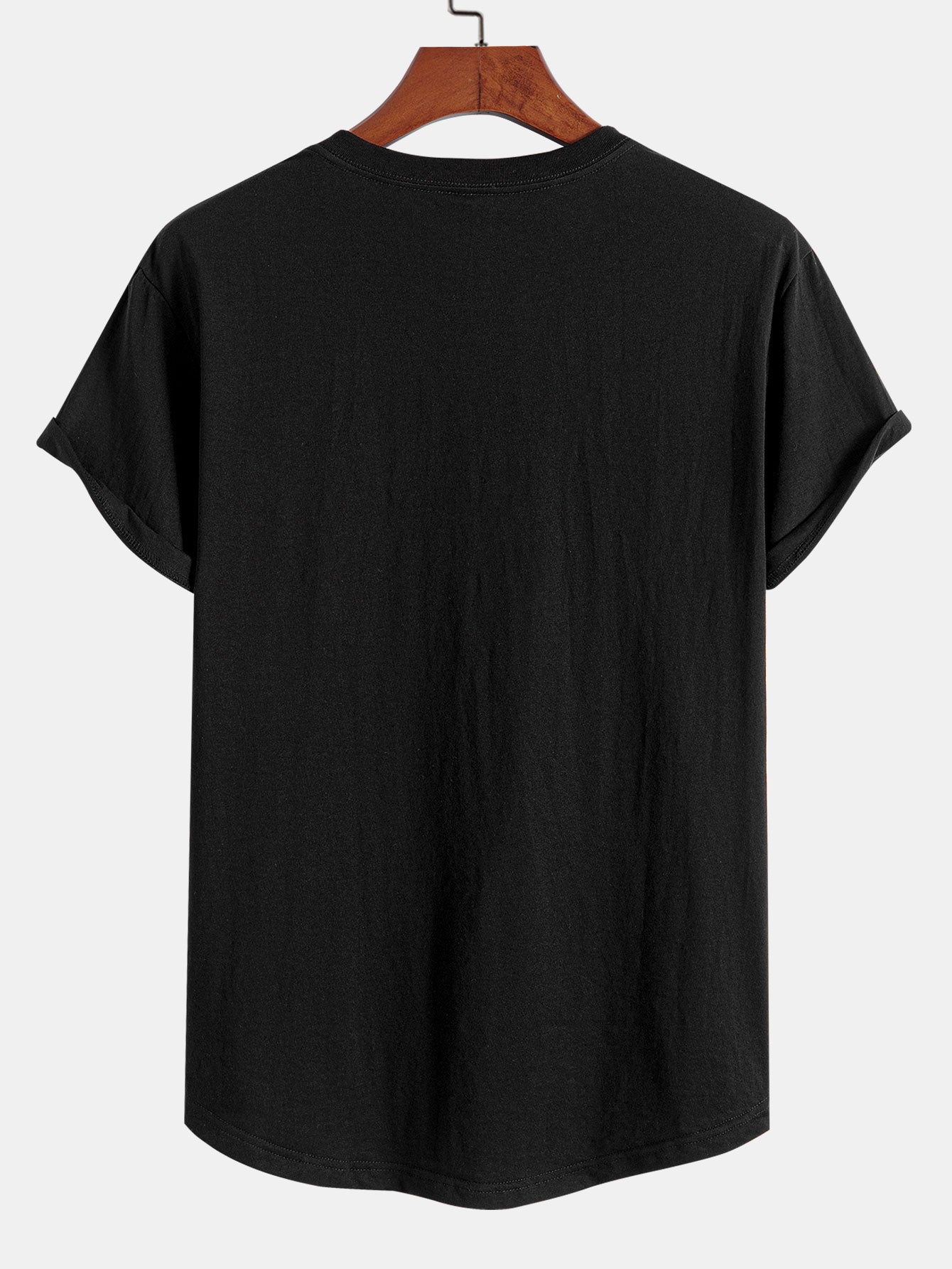 Basic Baumwoll-T-Shirt mit Bogen-Saum