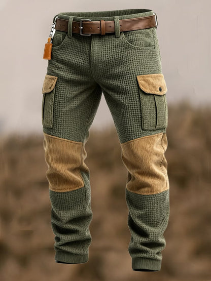 Herren Retro Outdoor Adventure Waffel Cord Nähte Multifunktionale Tasche Arbeitshose