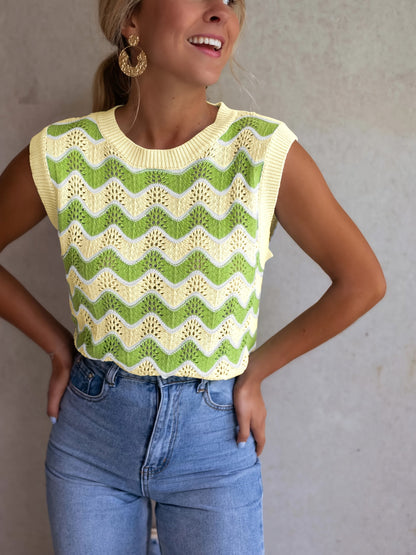 ADELBURG I ÄRMELLOSES ZOPFSTRICK-TOP