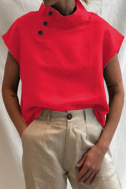 Lowella - Bluse mit hohem Kragen und Knöpfen