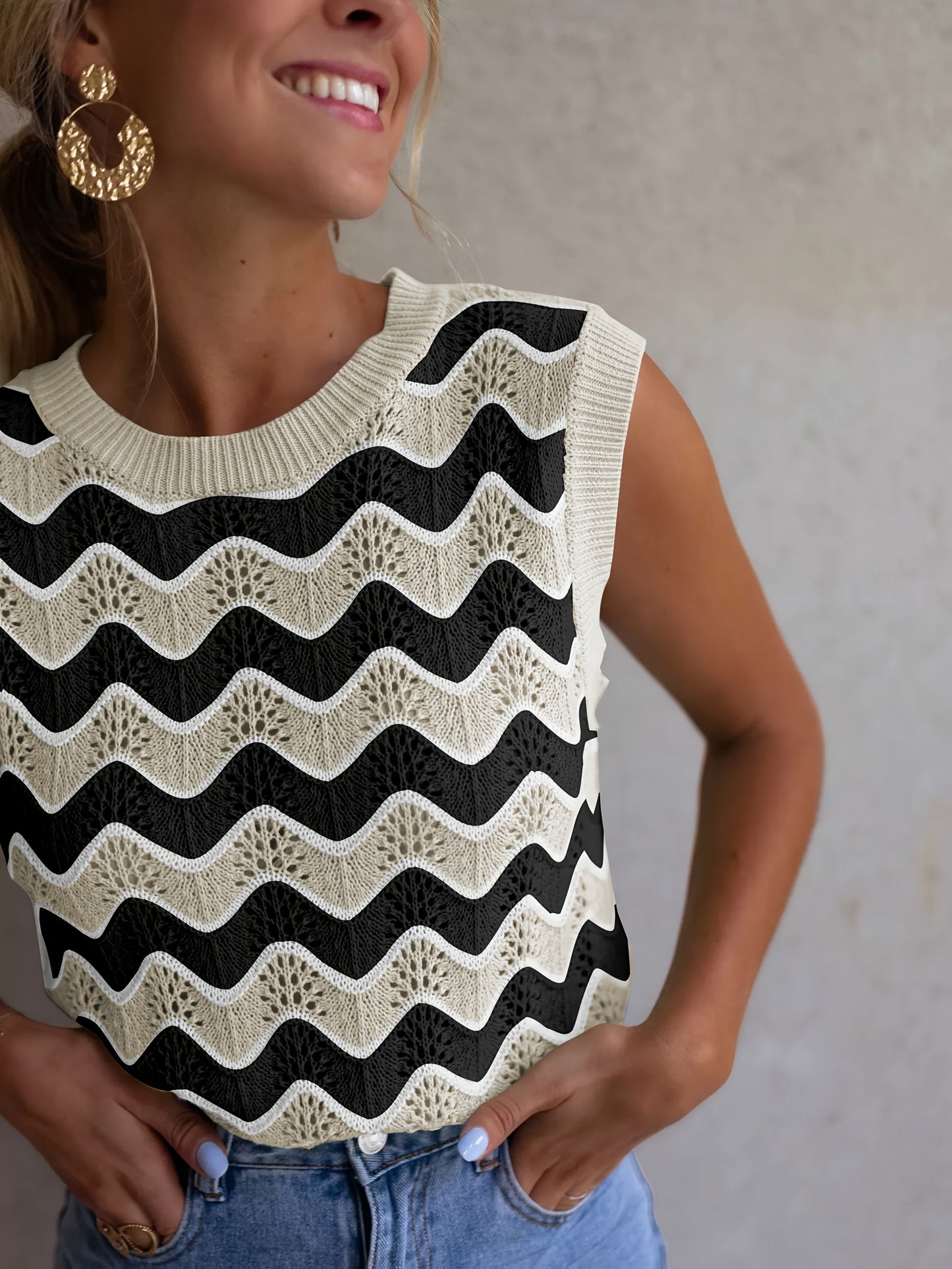 ADELBURG I ÄRMELLOSES ZOPFSTRICK-TOP