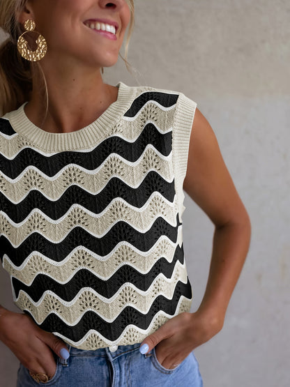 ADELBURG I ÄRMELLOSES ZOPFSTRICK-TOP