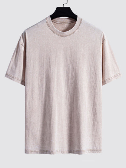 Basic gewaschenes, distressed Oversize T-Shirt mit Drop-Shoulder