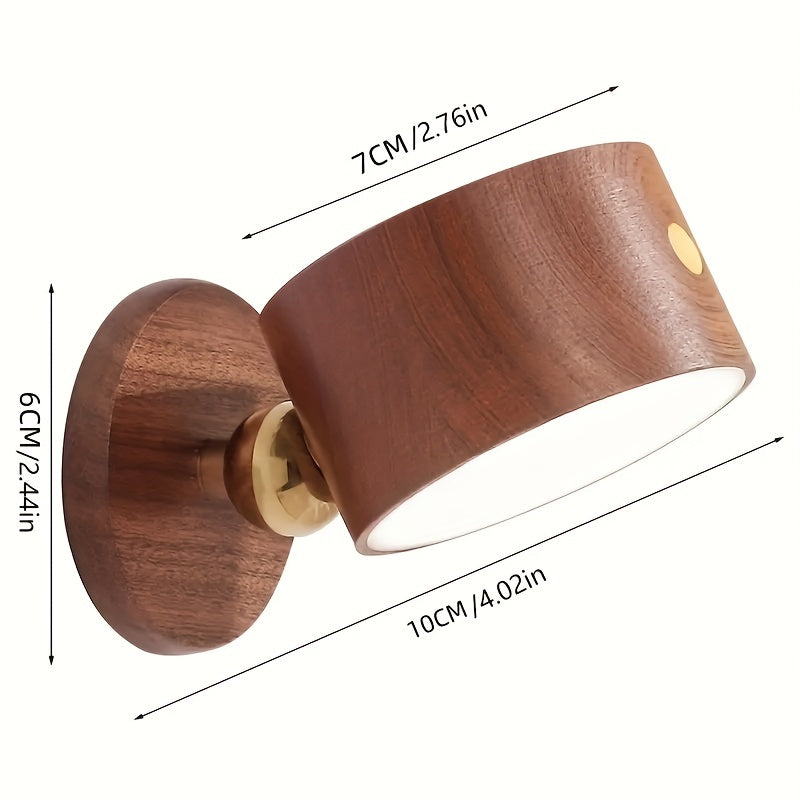 Kabellose LED Holz Wandleuchte – Touchsteuerung & Dimmbar für Schlafzimmer & Wohnzimmer