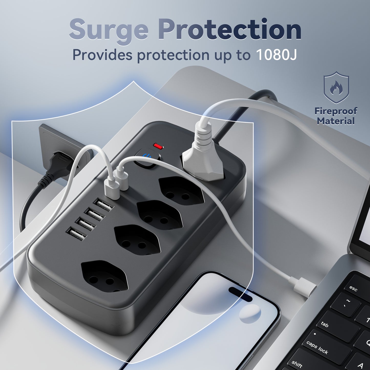 USB & AC Steckdosenleiste 11-in-1 – ideal für Zuhause, Büro & Studentenwohnheim