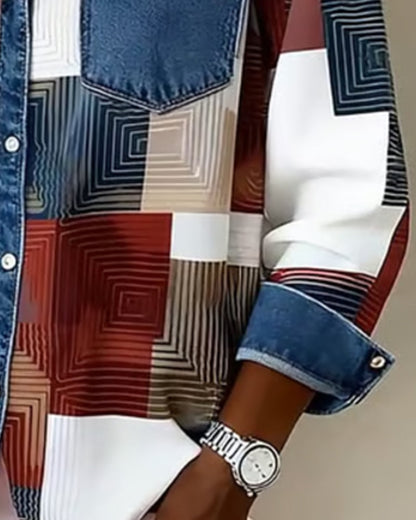 Stutz I Farbblock-Shirt mit modischem Kragen