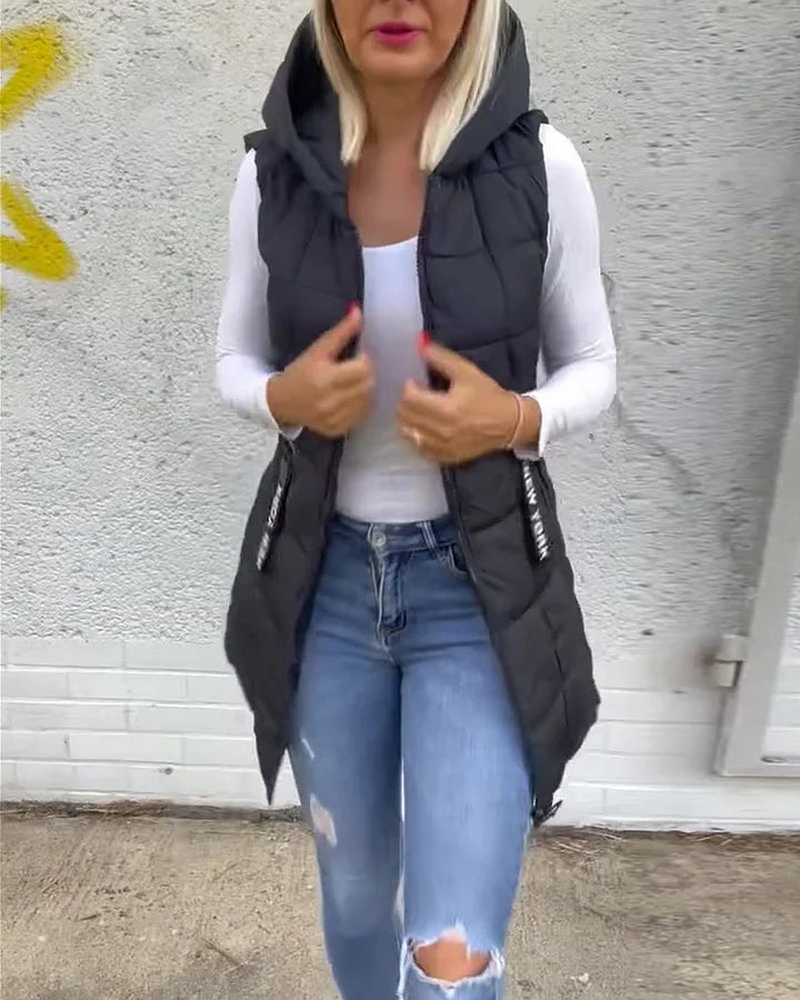 Melina – Ärmelloser gepolsterter Mantel mit Reißverschluss