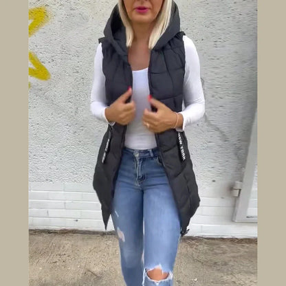 Melina – Sleeveless Padded Coat with Zipper