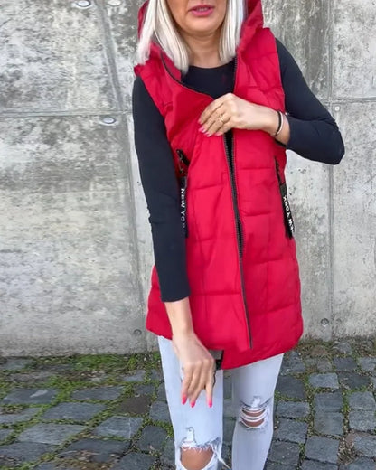 Melina – Ärmelloser gepolsterter Mantel mit Reißverschluss