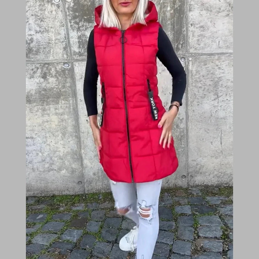 Melina – Sleeveless Padded Coat with Zipper