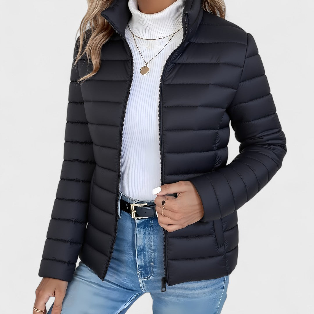Simone - Elegante Lange Jacke Mit Kragen
