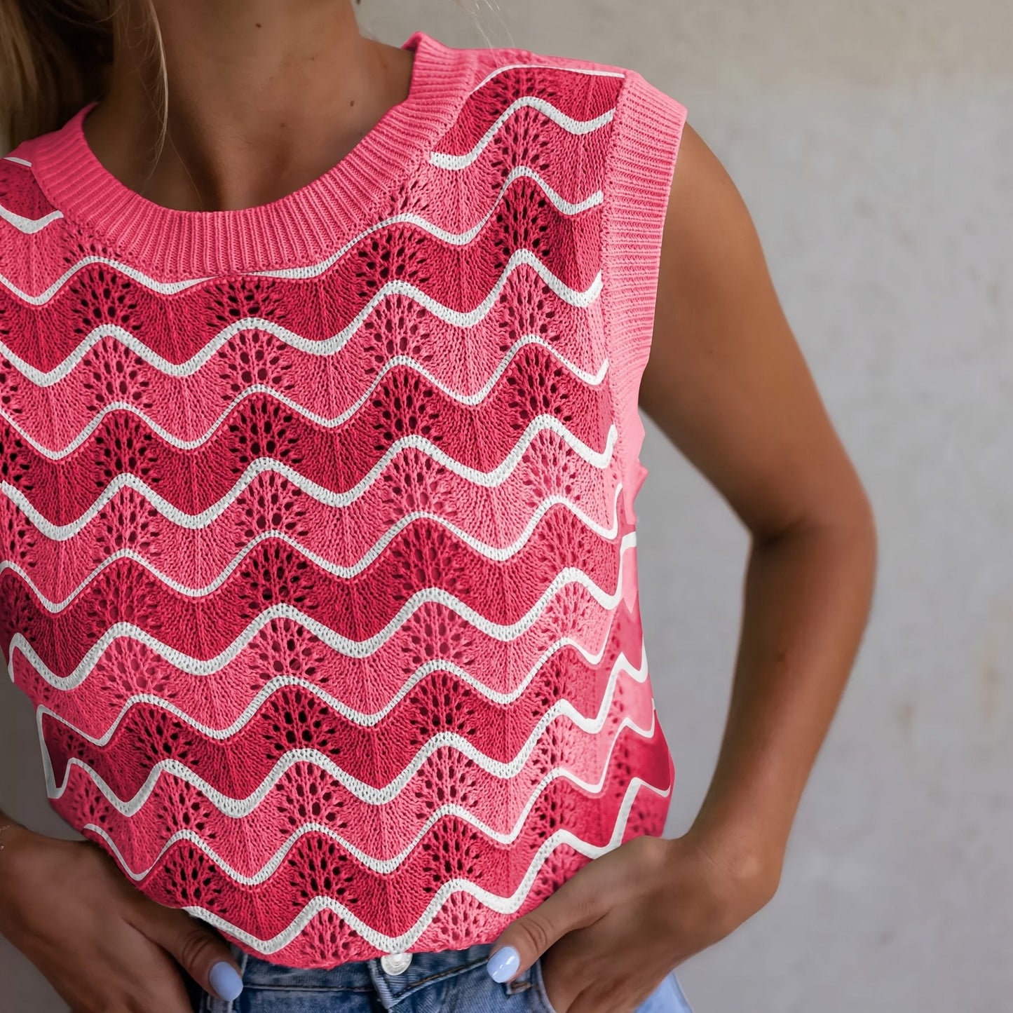 ADELBURG I ÄRMELLOSES ZOPFSTRICK-TOP