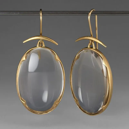 Vintage Graue Kristall Gold Ohrringe