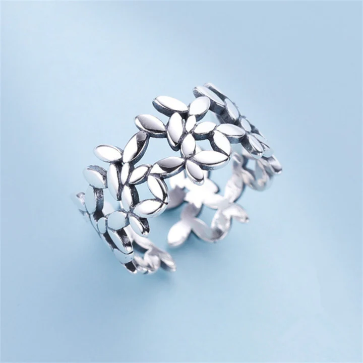 Vintage Blatt Silberring