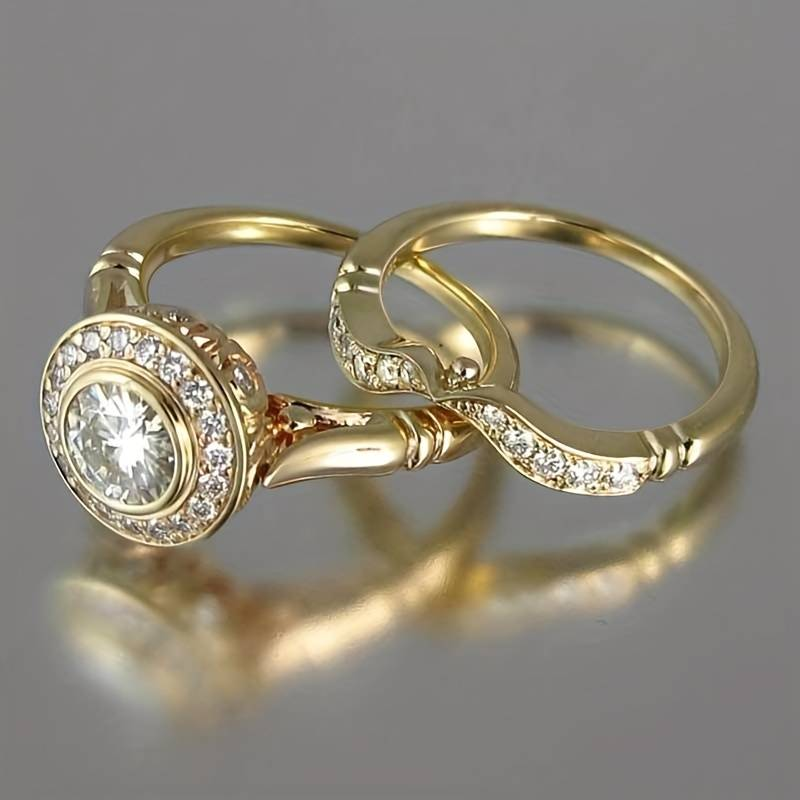 Gold- und Zirkonia-Ring-Set
