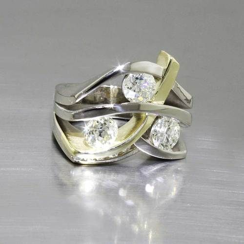 Vintage Gold- und Silber-Zirkonia-Ring