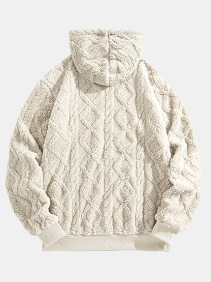 Geometric Jacquard Teddy Fleece Hoodie