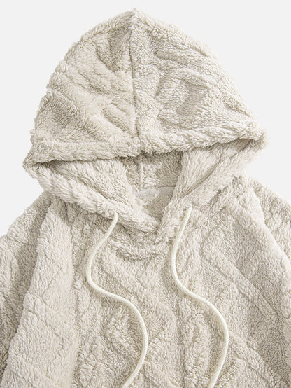 Geometric Jacquard Teddy Fleece Hoodie