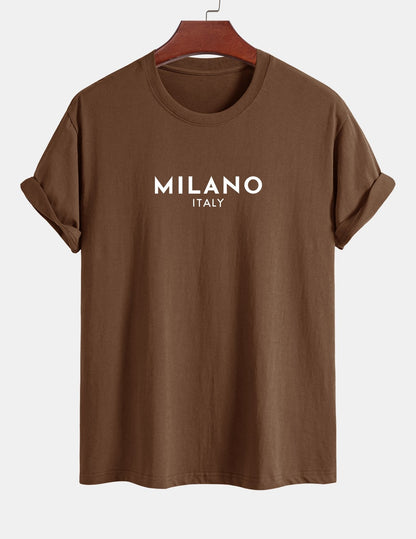 Regular Fit Milano Italian Print Cotton T-Shirt