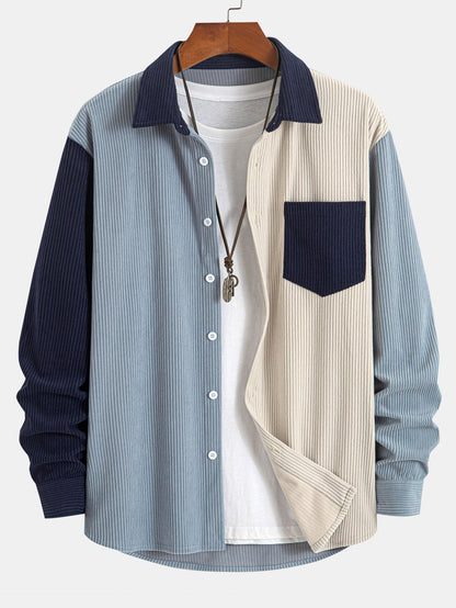 Corduroy Patchwork Shirt & Straight-Leg Corduroy Pants