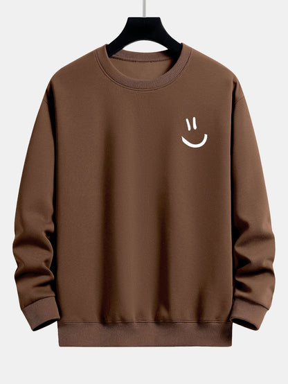 Relaxed Fit Sweatshirt with Smiley Face Print