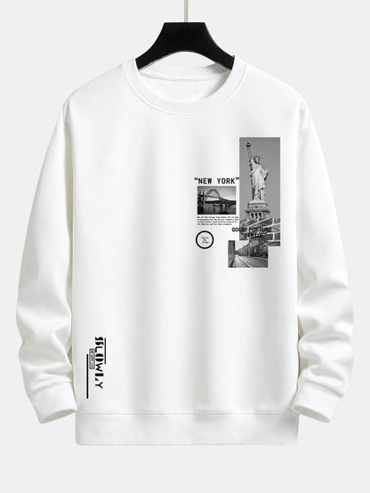 Relaxed Fit Sweatshirt with New York Architecture Print