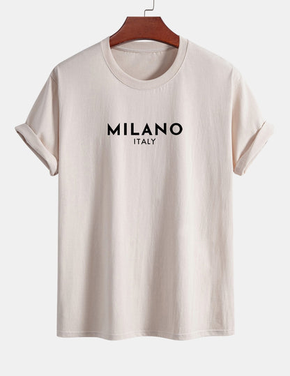 Regular Fit Milano Italian Print Cotton T-Shirt